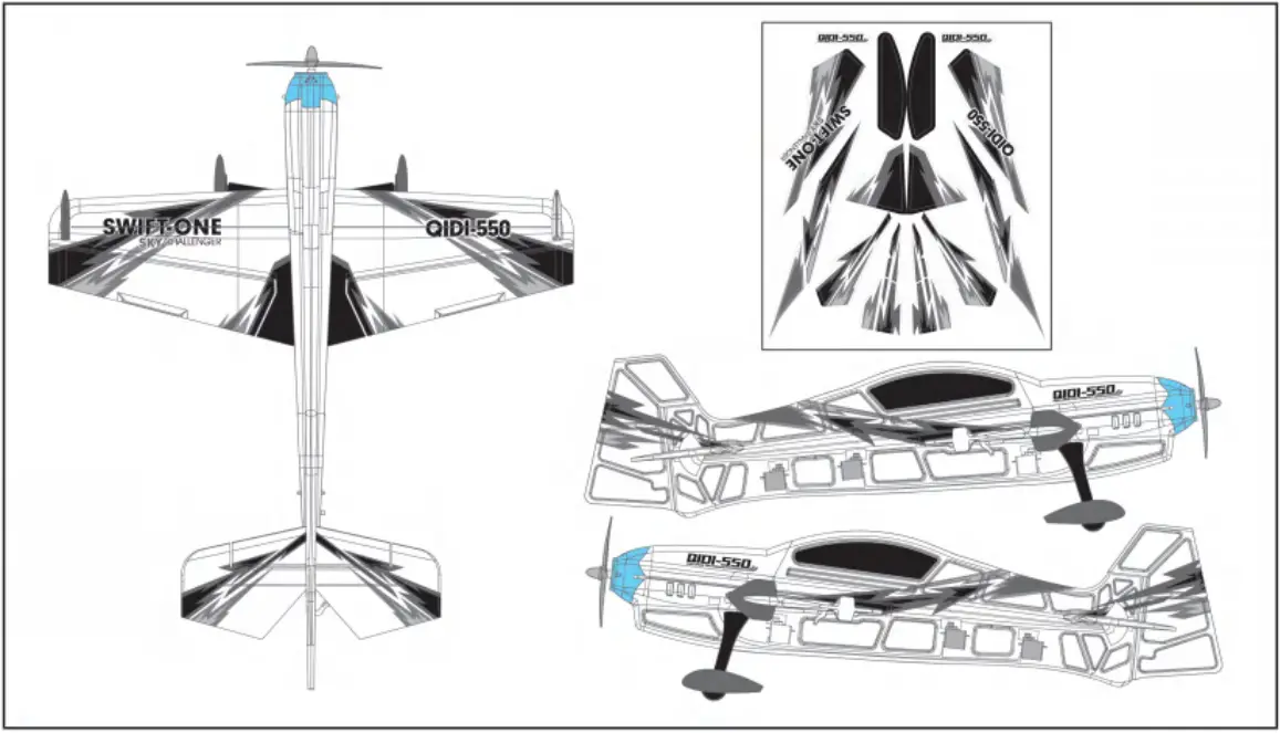 SWIFT ONE QIDI 550 Vertical Flight RTF RC Plane - AIRPLANE PASTER HINT MAP