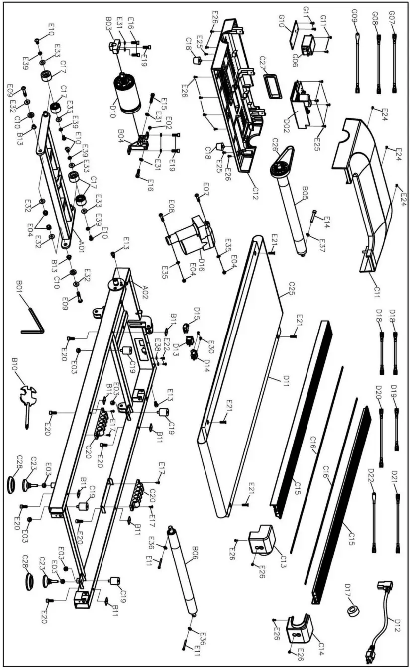 SUNNY SF-T722022 Interactive Slim Auto Incline Treadmill with Bluetooth - EXPLODED DIAGRAM 2