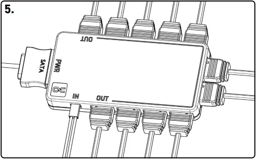 Alphacool Core 11x 3-Pin DRGB splitter with SATA power connector A11
