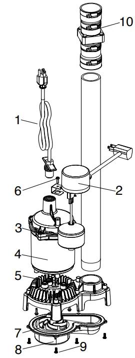 Flotec PZS50RP 1 2 HP Easy Sump Pre Plumbed Sump Pump - Repair Parts