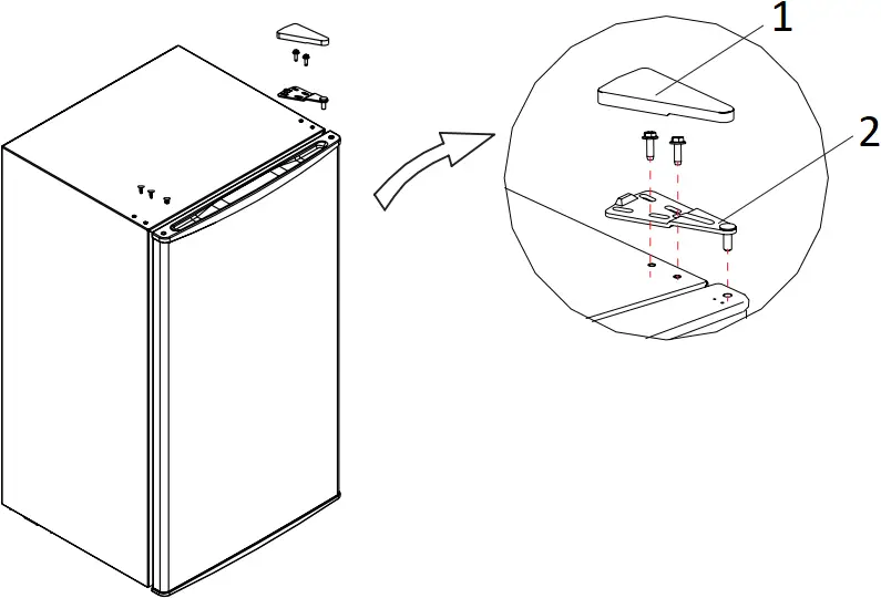 ECG ERT 10860 WE - Changing the door opening side 2