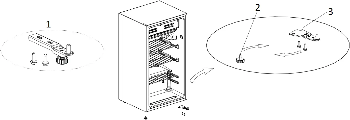 ECG ERT 10860 WE - Changing the door opening side 3
