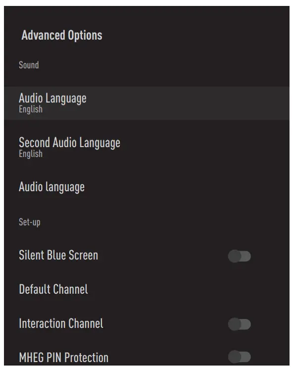 beko B55 C 985 B Smart Android TV - Advanced Options