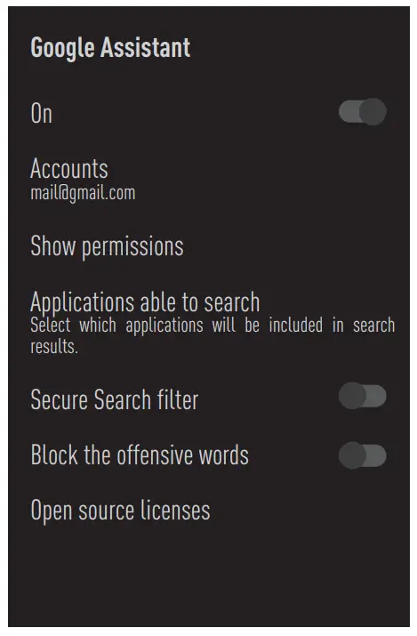 beko B55 C 985 B Smart Android TV - Google Assistant settings
