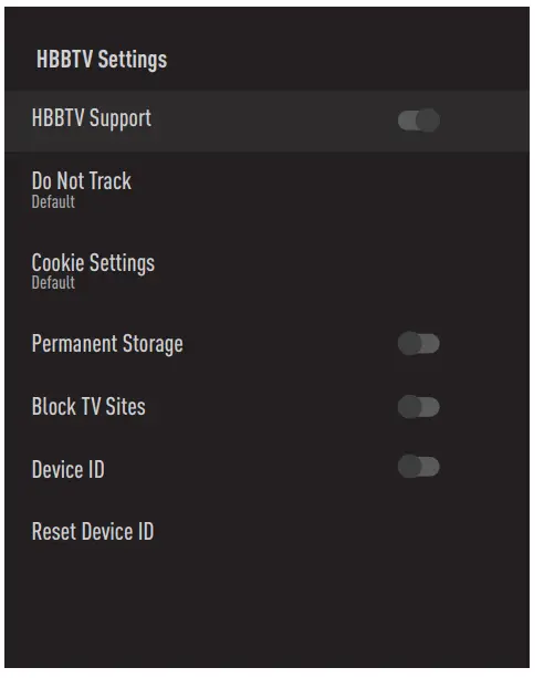 beko B55 C 985 B Smart Android TV - HBBTV Settings