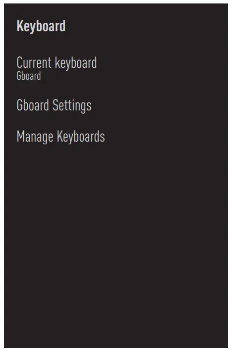 beko B55 C 985 B Smart Android TV - Keyboard settings