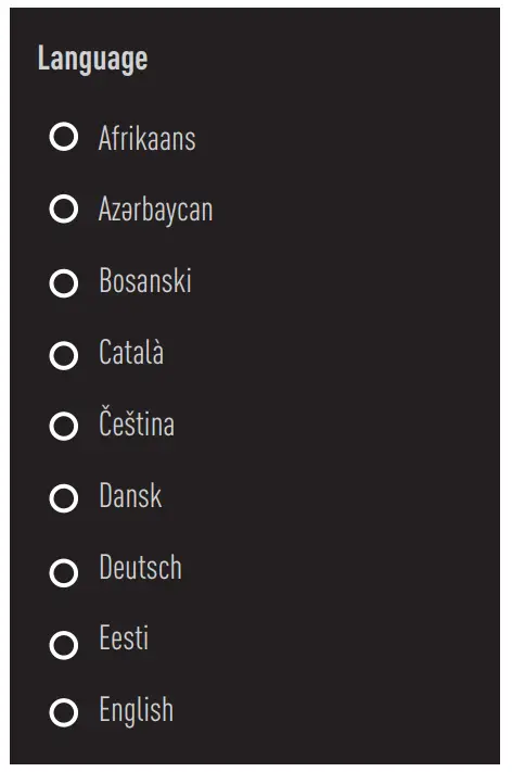 beko B55 C 985 B Smart Android TV - Language settings