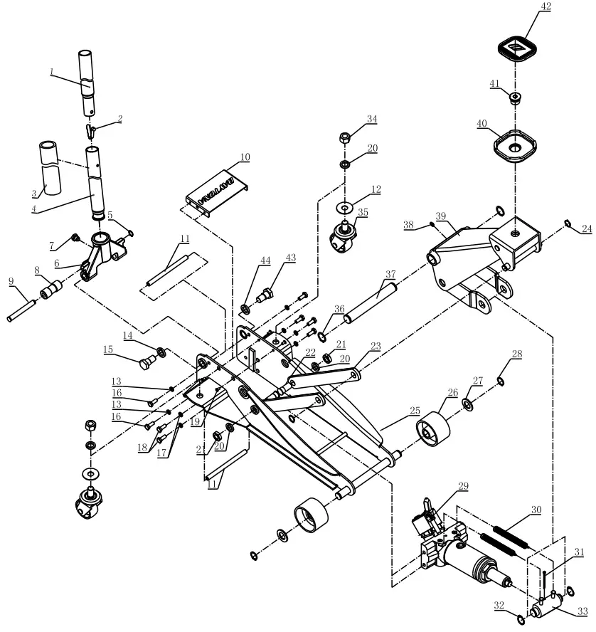 HARBOR FREIGHT 64200, 56642, 64783 DAYTONA 3TON Floor Jack - Assembly Diagram