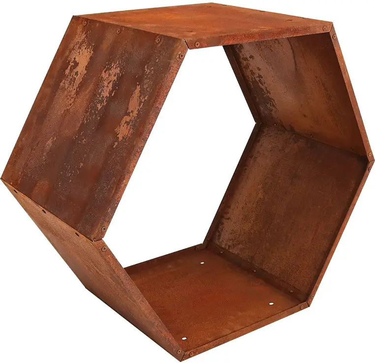 Sunnydaze Hexagonal Oxidized Heavy Duty Steel Honeycomb Log Rack