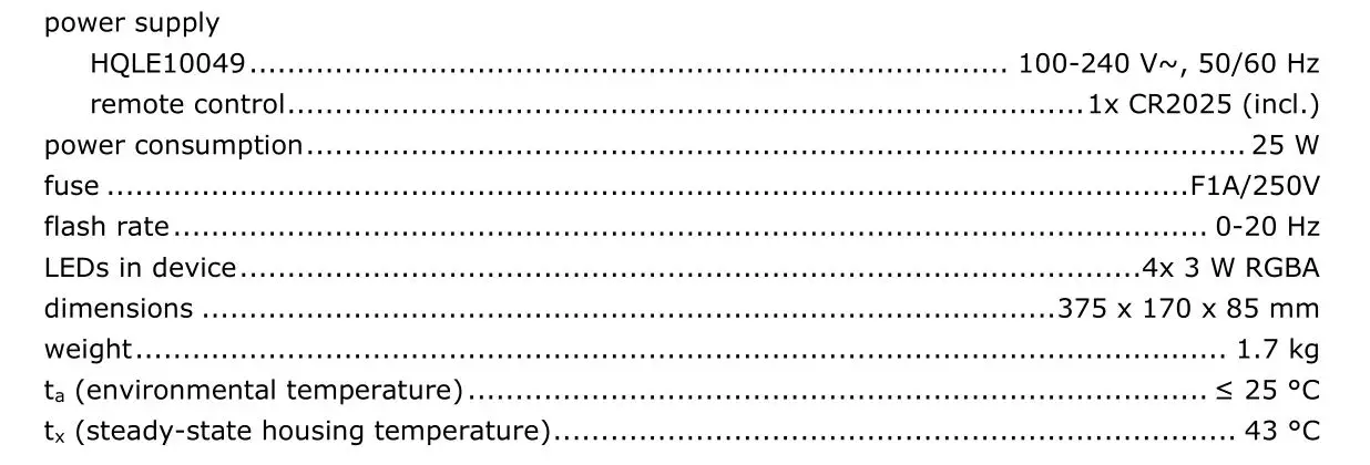 HQ POWER HQLE10049 LED Dj Flower - Technical Specifications