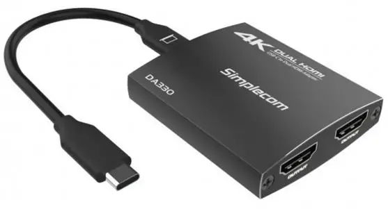 Simplecom DA369 USB 3.0 or USB-C to Dual HDMI 2.0 Display Adaptor-FIG1