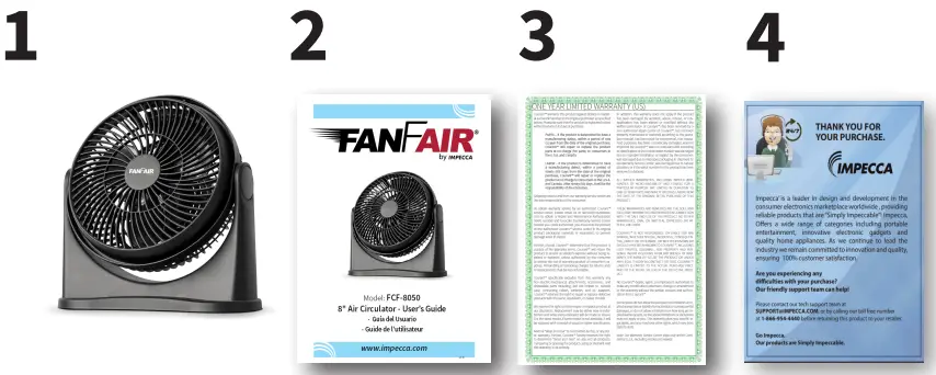 IMPECCA FCF 8050 Air Circulator - GETTING STARTED