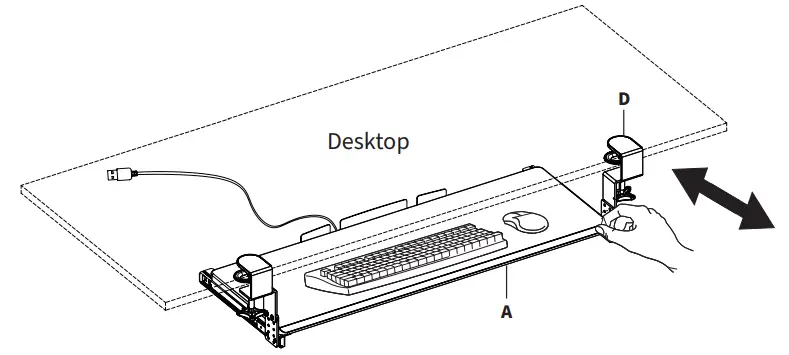 V I V O-MOUNT-KB05GL-Clamp-on-Height-Adjustable-Keyboard-Tray-with-RGB-Lights-fig 10