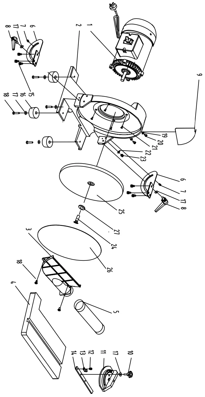 WEN 65812 12 Inch Benchtop Disc Sander - PARTS LIST