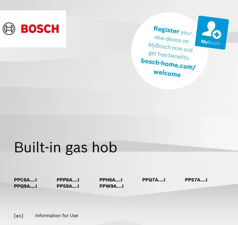 BOSCH PPC6A....I Built In Gas Hob User Manual