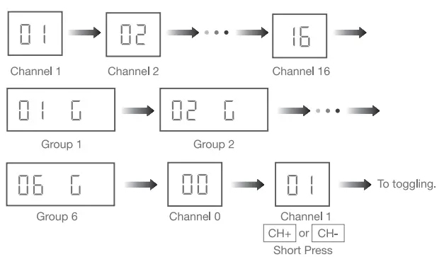 JIECANG JCHR35W3C3 Hand-held LCD Remote Controller - Groups Toggling