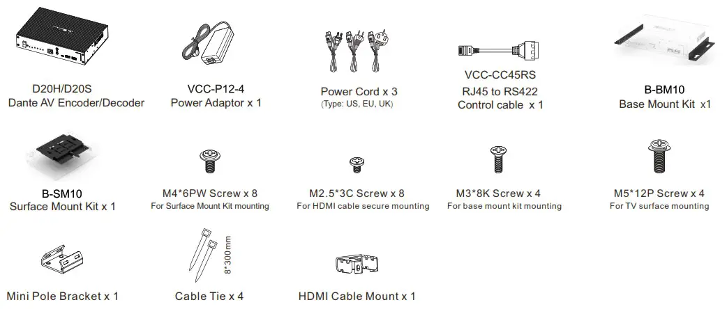 BOLiN TECHNOLOGY D20H Dante AV Transceiver - decoder box