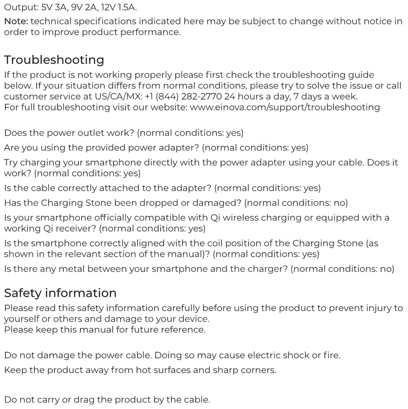 EGGTRONIC EINOVA Wireless Charging Stone User instruction 2
