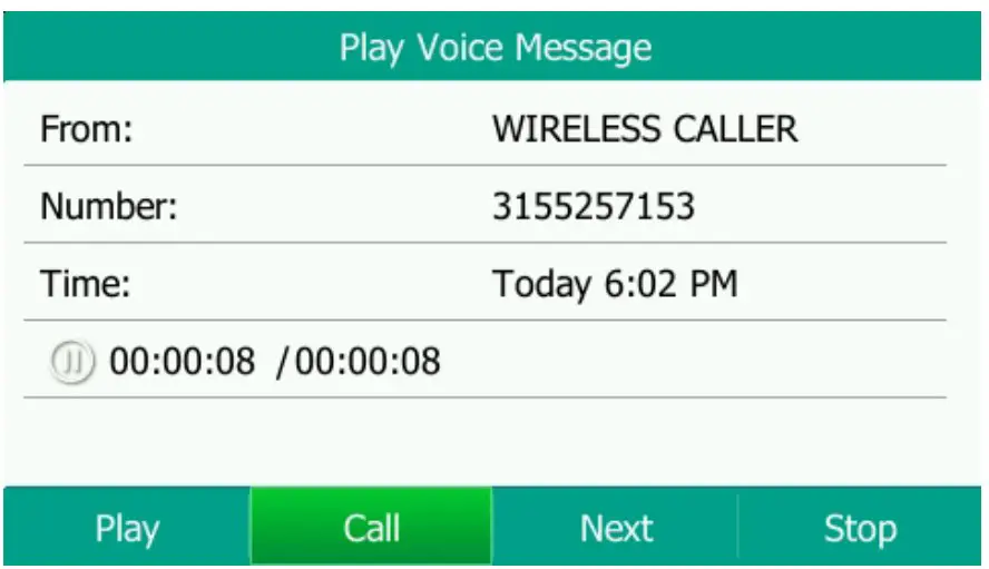 OPTIONS WHILE PLAYING A MESSAGE