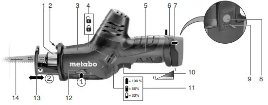 metabo PowerMaxx ASE SSE 18 LTX Compact Cordless Recipro Saw - fig 1