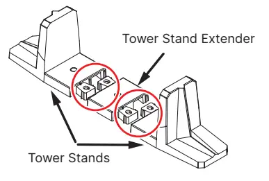 Connect the Tower Stand Extenders with the UPS’s Tower Stands