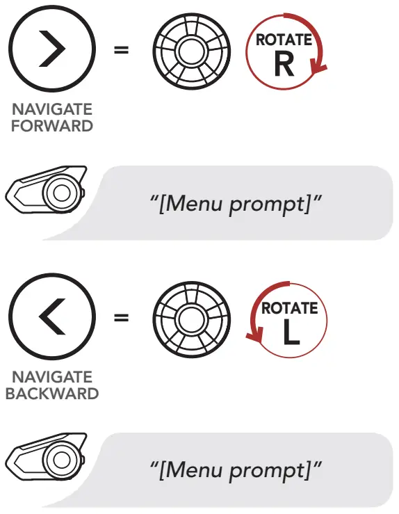 HARLEY DAVIDSON Motorcycle Bluetooth Communication System - Menu Options