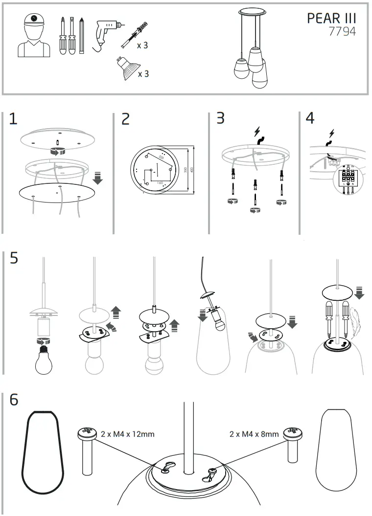 Nowodvorski 7794 Pear III Lights - Mounting