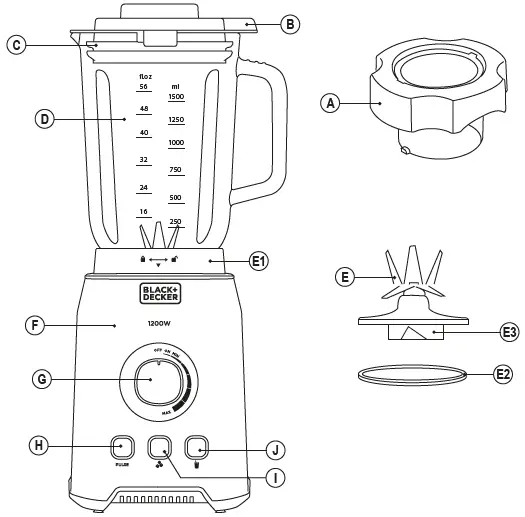 BLACK DECKER BXJB1200E Glass Blender 01