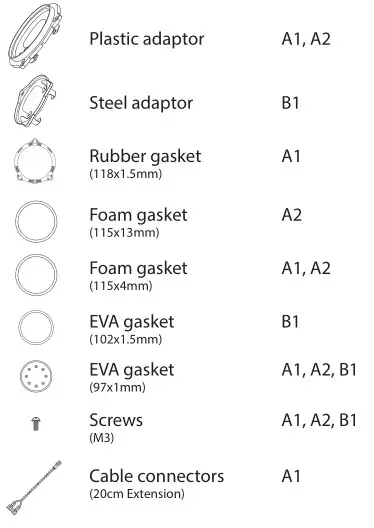 DLS CRPP-BMW1.4 Cruise 2 Component Acoustics - Assemble DLS speaker Included parts