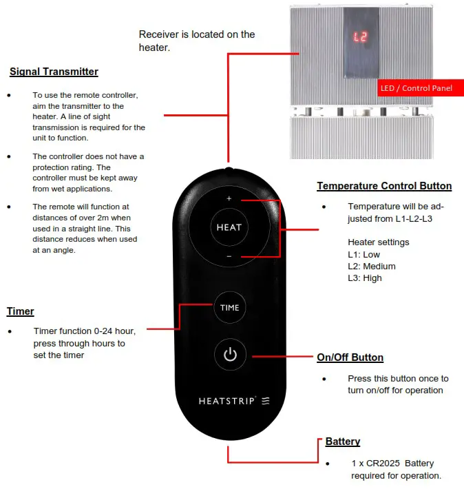 HEATSTRIP TF2200RW Electric Radiant Heater with Remote - Remote Control Operation