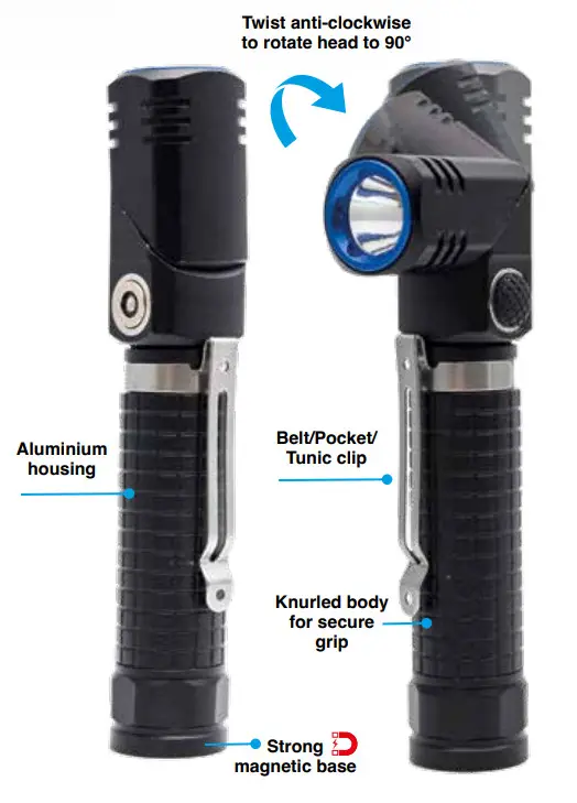 NightSearcher EXPLORER Twister 400 Lumens Dual Purpose LED Flashlight - clockwise