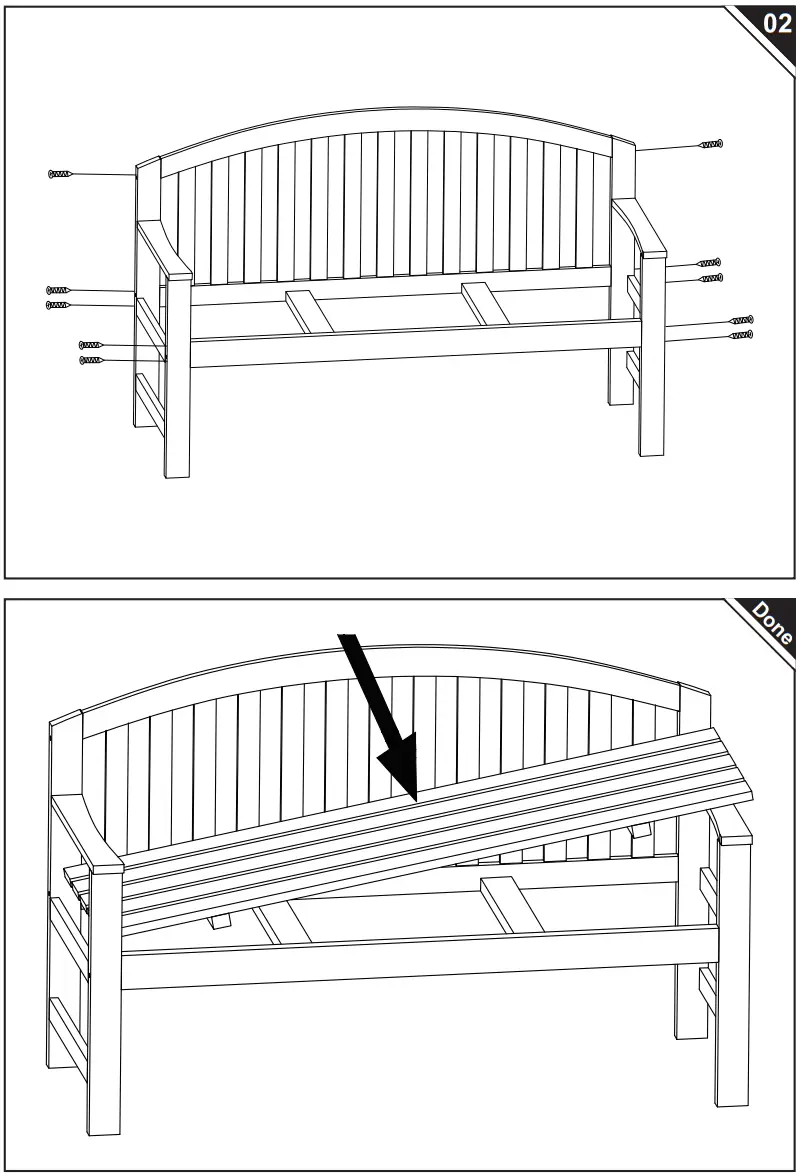 Outsunny 84B 634 3 Seater Wooden Garden Bench - Parts List 1