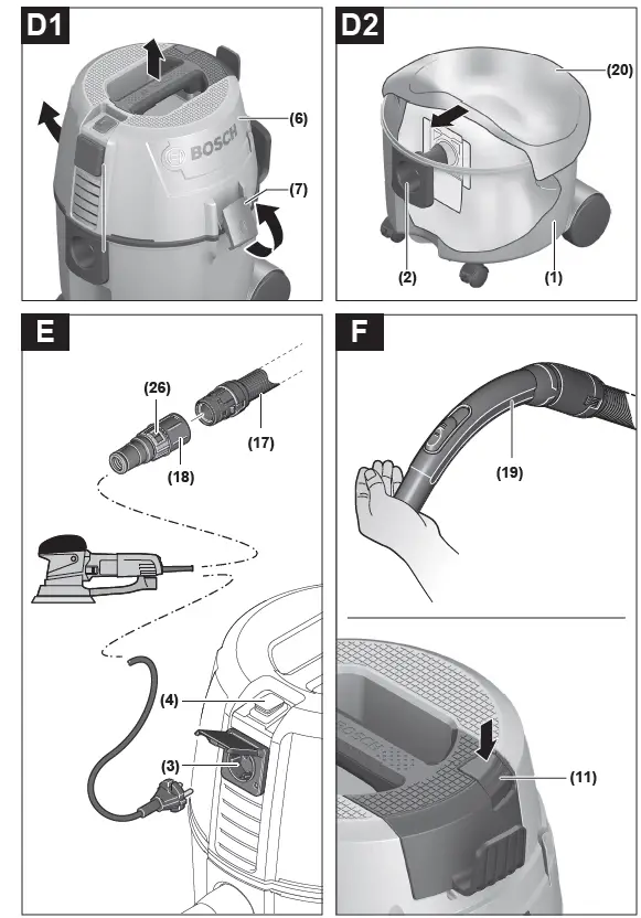 BOSCH GAS 20 L SFC Professional Wet or Dry Dust Extractor 4