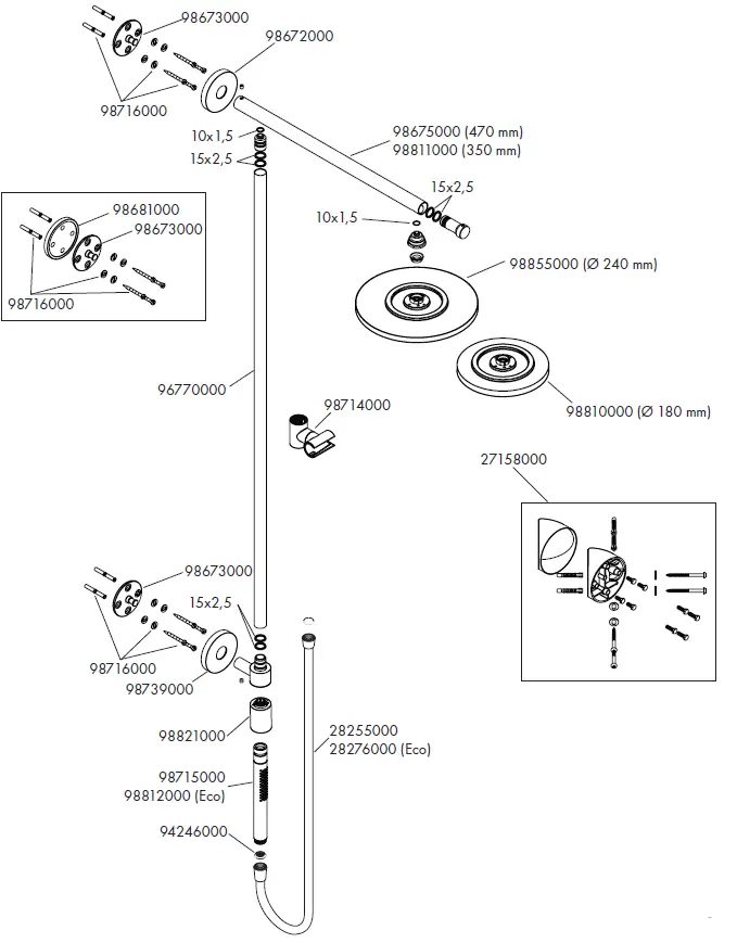 hansgrohe Raindance Connect Showerpipe, Eco 6