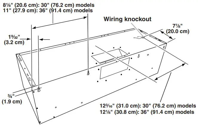 JENNAIR 30 Inch Commercial Style Wall Mount Canopy Range Hood - Back View