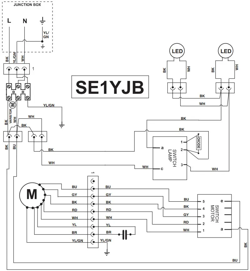 JENNAIR 30 Inch Commercial Style Wall Mount Canopy Range Hood - WIRING DIAGRAM