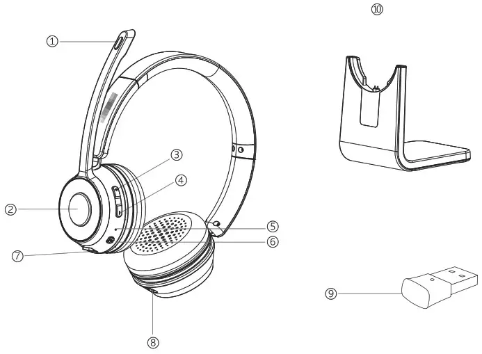 CODi CLARO A04619 Bluetooth plus Wireless Stereo Headset with ENC Microphone - fig 1