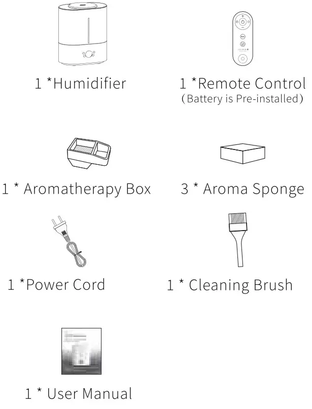 ASAKUKI ZH-001S Ultrasonic Top Fill Humidifie - package contents