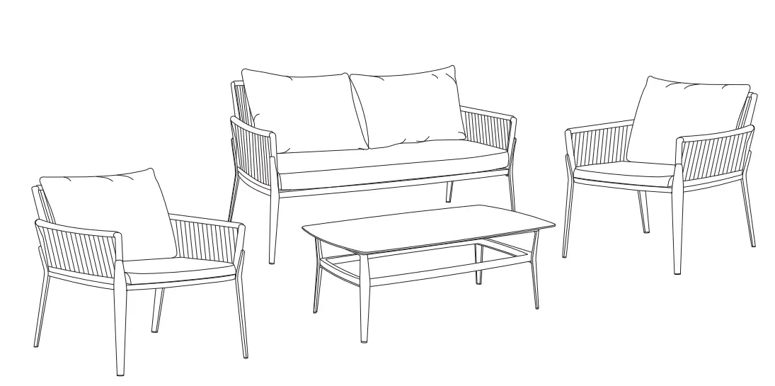 NATERIAL HYDRA ALU Garden Lounge for 4 Peoples