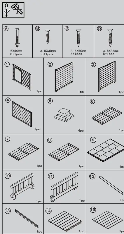 KERBL 82397 Dog House with Terrace - Parts 1