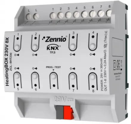 Zennio -ZCL8H230V2- 8-6-2- Output- 230V -Heating- Actuator - PRODUCT IMAGE