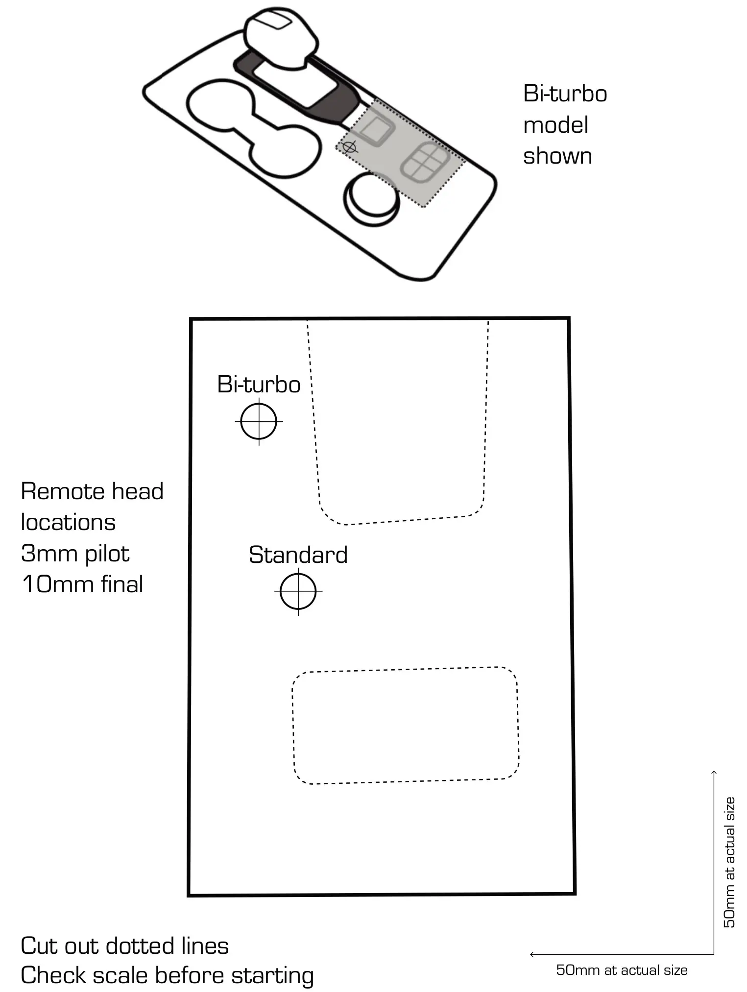 REDARC 22MY Next Generation Ford Ranger - FORD RANGER 22MY REMOTE HEAD DRILLING TEMPLATE