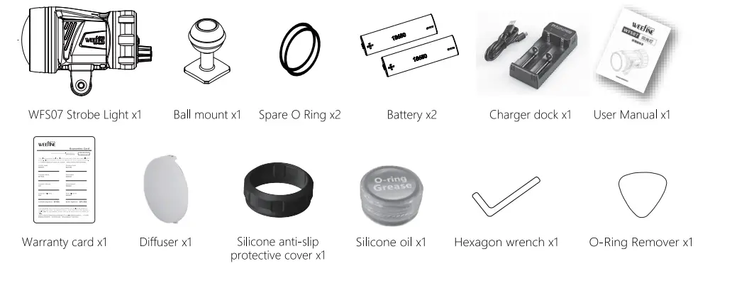 WEEFINE WFS07 Strobe Light - packiging
