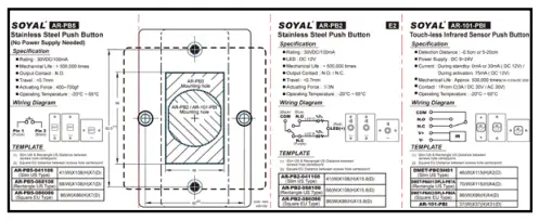 SOYAL AR PB2 Full Stainless Steel Push Button - fig1