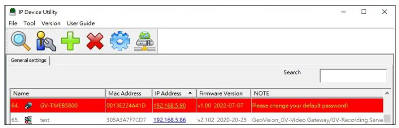 GeoVision Inc TMEB-QG-A GV-IP Thermal Camera User Guide - Find the camera with its Mac Address, and click on its IP address
