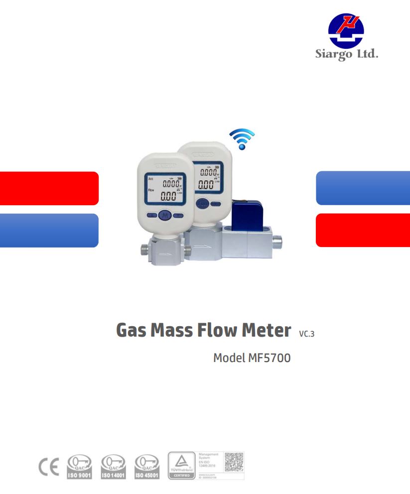 Siargo Ltd MF5700 Gas Mass Flow Meter User Manual