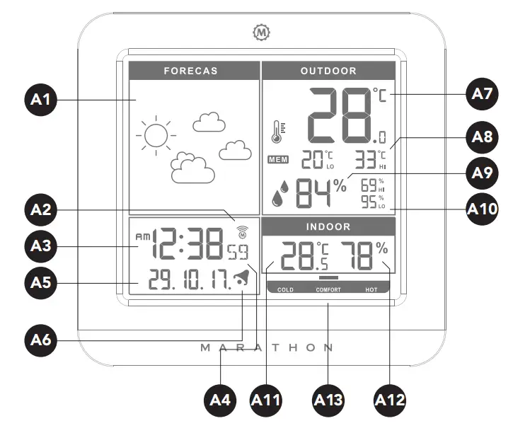 MARATHON BA030019-EU Berlin Weather Station with Colour Display - LCD screen 1