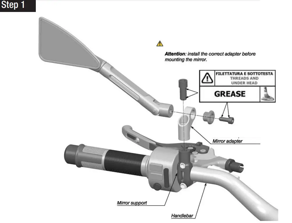 rizoma BS160 Left Rearview Mirror - PART NUMBER2
