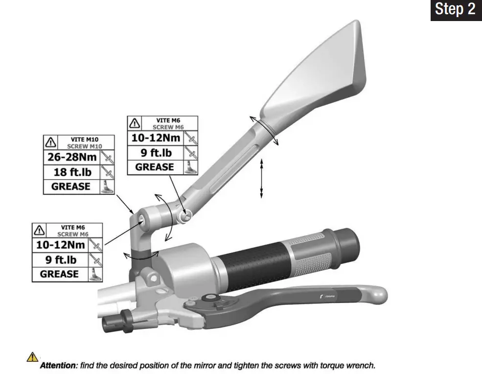 rizoma BS160 Left Rearview Mirror - PART NUMBER3