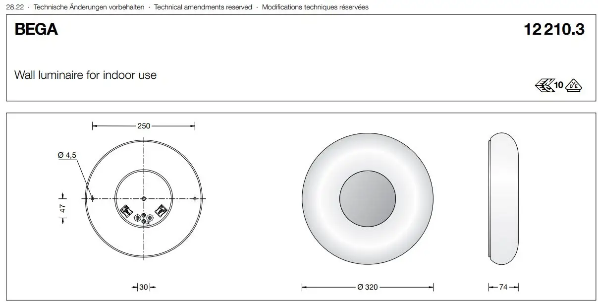 BEGA 12210.3 LED Wall Luminaire Instruction Manual